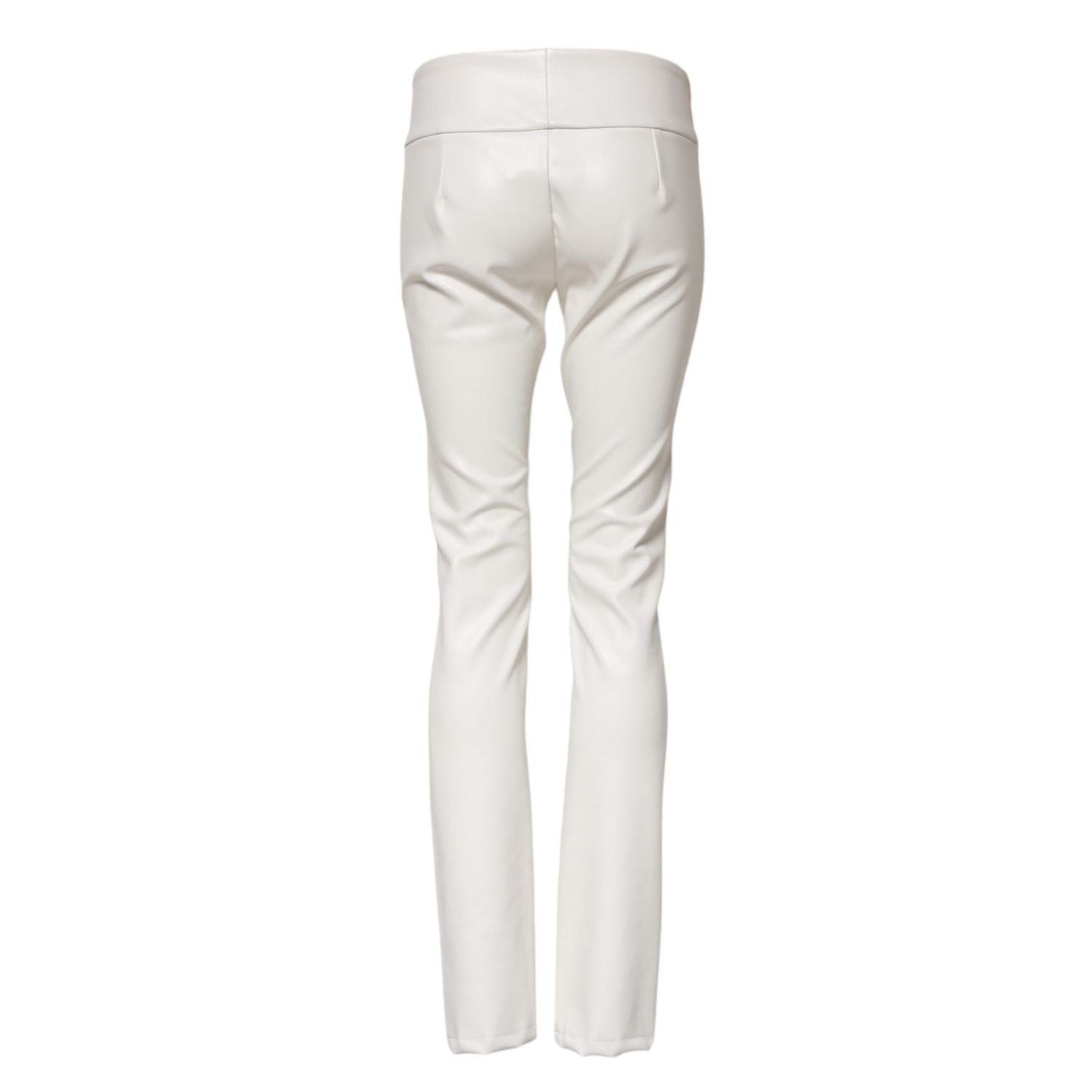 Dolce & Gabbana White Polyurethane High Waist Tapered Pants