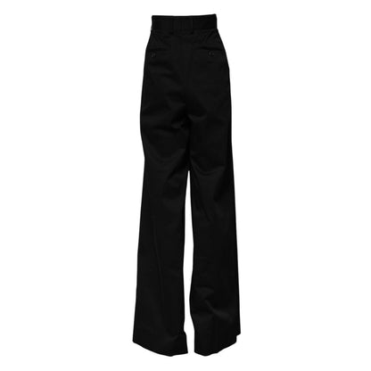Dolce & Gabbana Black Cotton HighWaist Wide Leg Pants