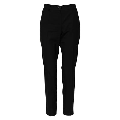 Dolce & Gabbana Black Wool High Waist Tapered Pants