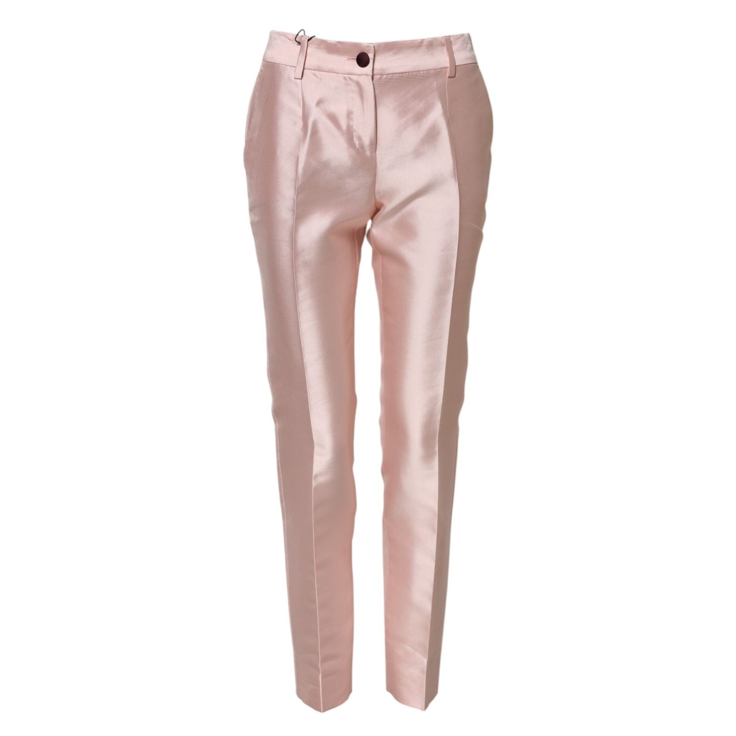 Dolce & Gabbana Pink Satin High Waist Tapered Pants