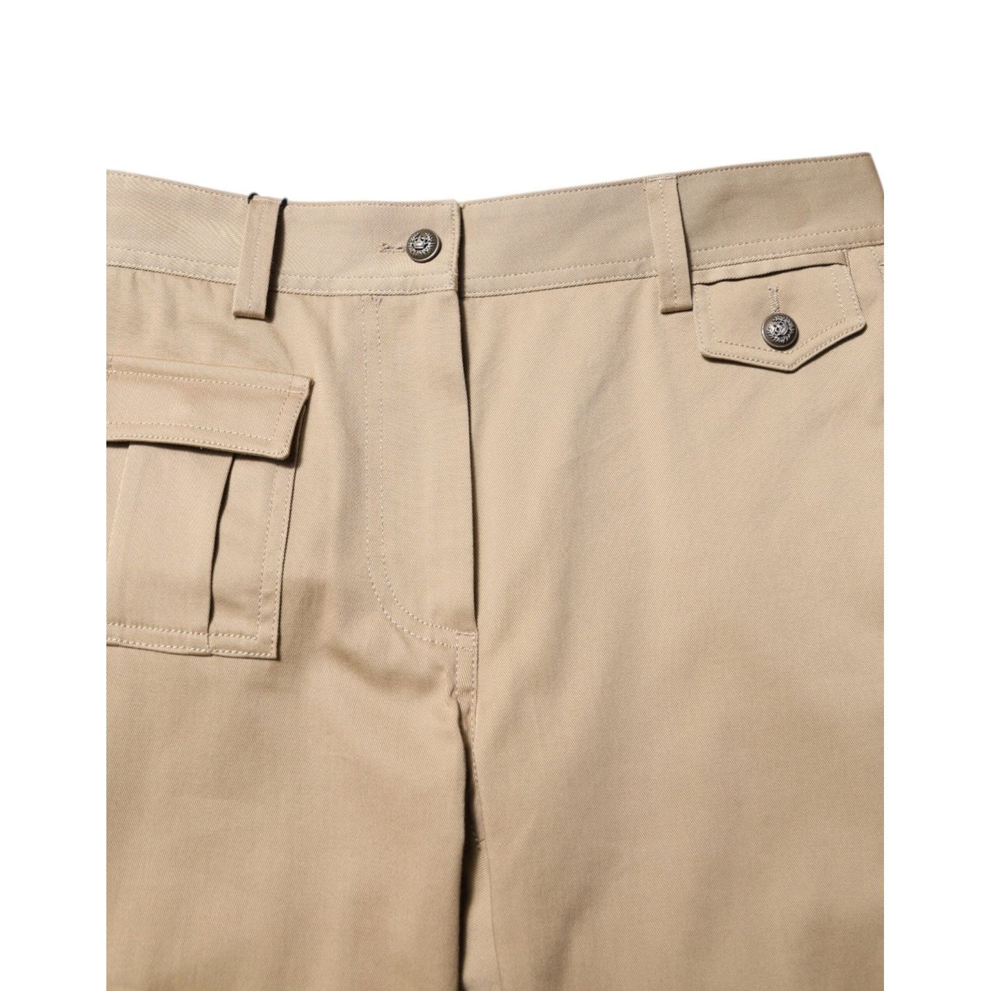 Dolce & Gabbana Beige Mid Waist Cargo Tapered Pants