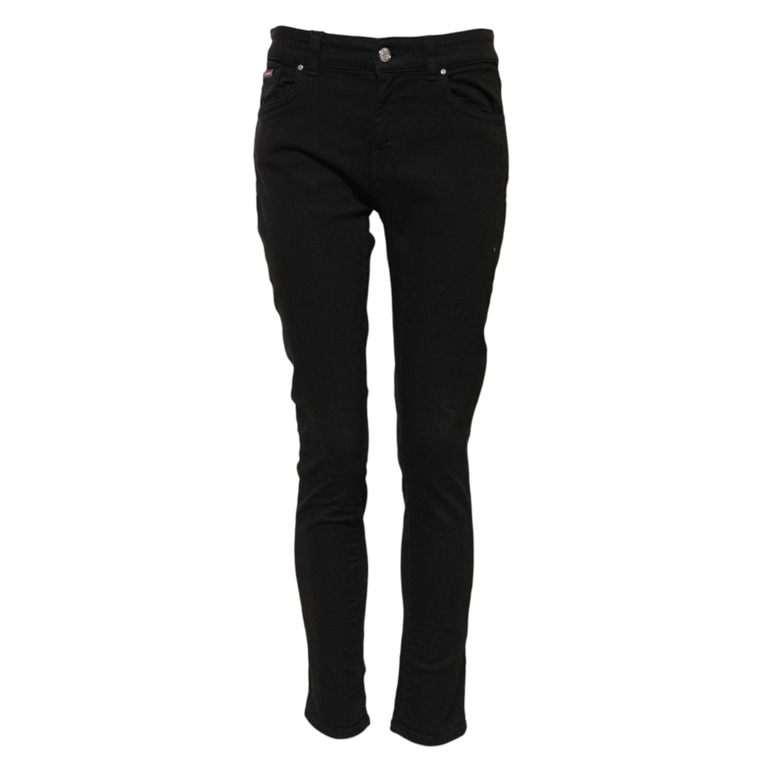 Dolce & Gabbana Black Cotton Logo Skinny Mid Waist Denim Jeans