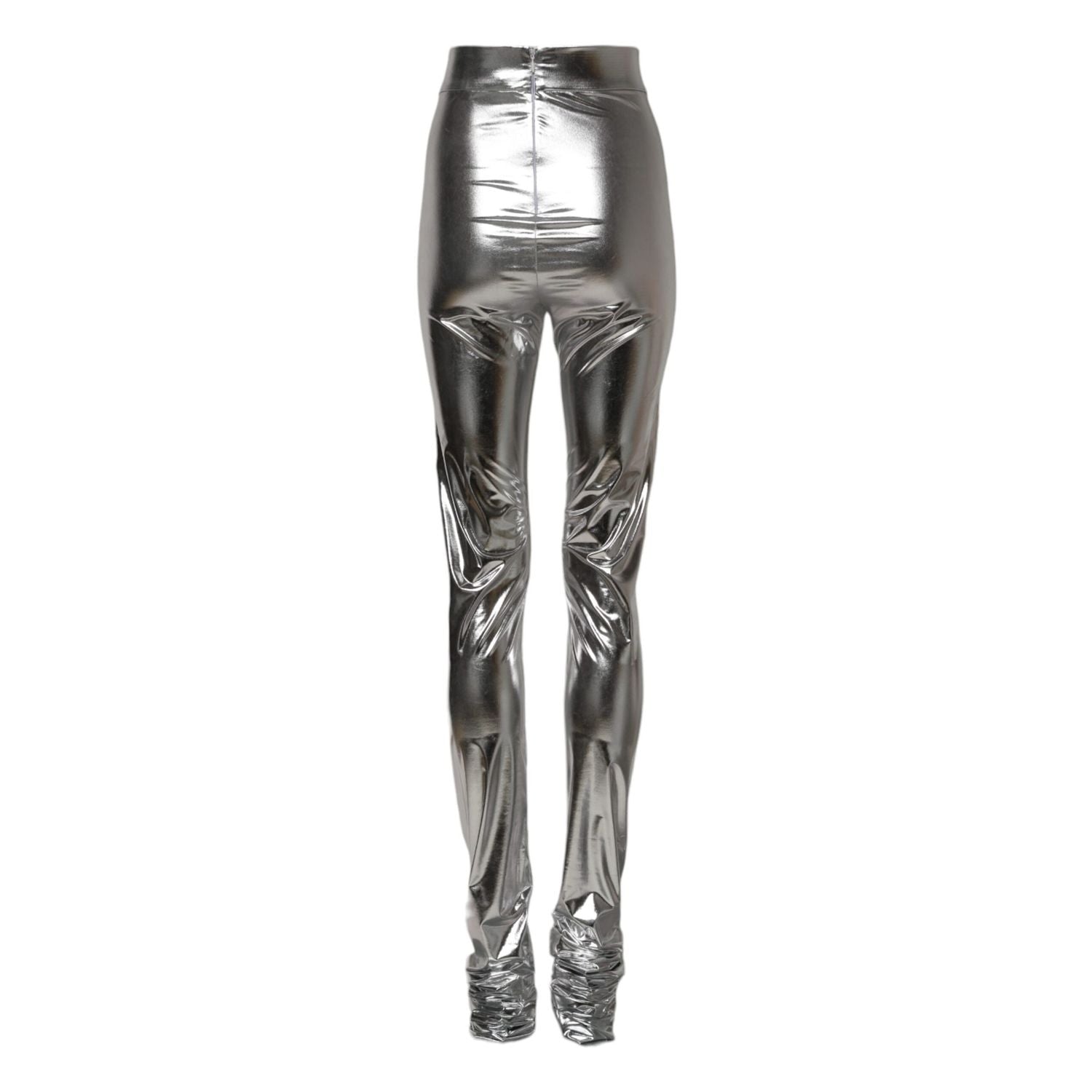 Dolce & Gabbana Metallic Silver Polyester Slim Fit Leggings Pants