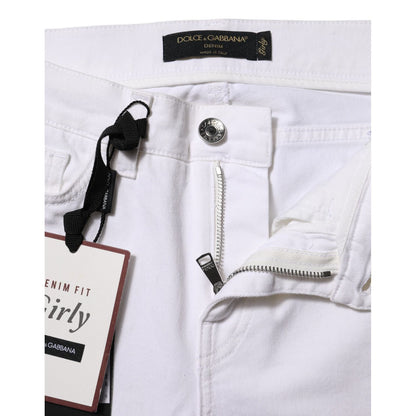 Dolce & Gabbana White Floral Embroidery GIRLY Denim Jeans