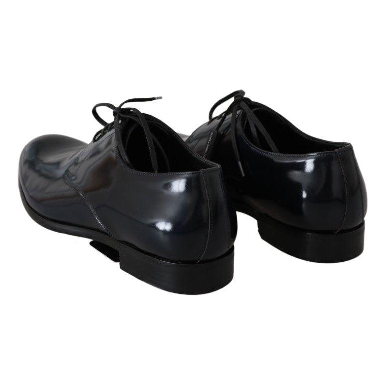 Dolce & Gabbana Blue Leather Polished Dress Derby Shoes
