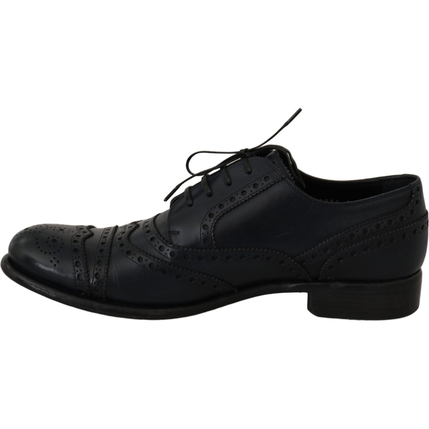Dolce & Gabbana Dark Blue Leather Wingtip Oxford Dress Shoes