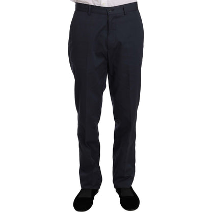 Romeo Gigli Two Piece 3 Button Cotton Blue Solid Suit Suit