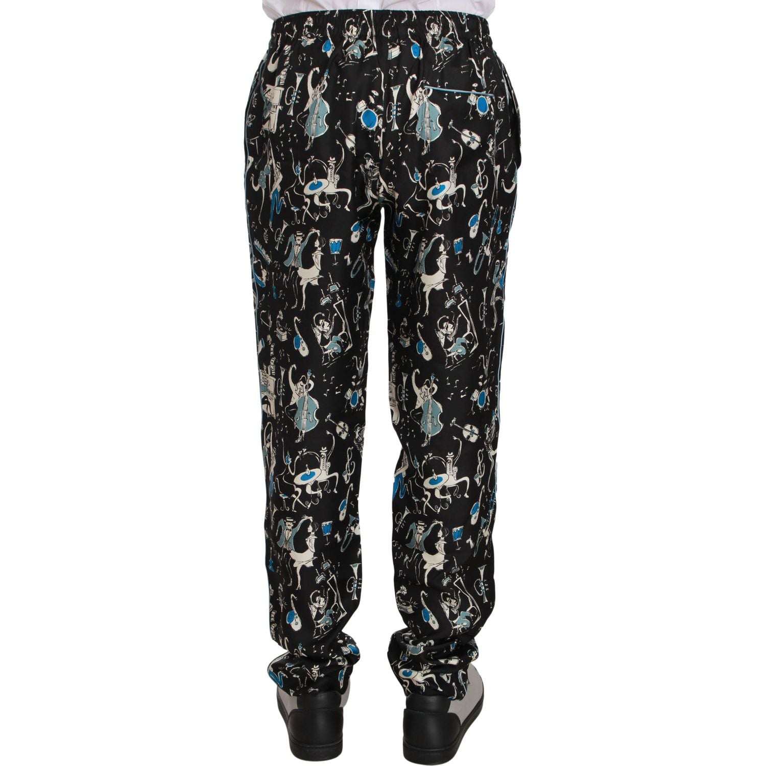 Dolce & Gabbana Black Musical Instrument Sleepwear Pants