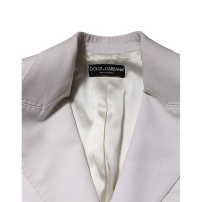 Dolce & Gabbana White Wool Single Breasted Women Coat Jacket