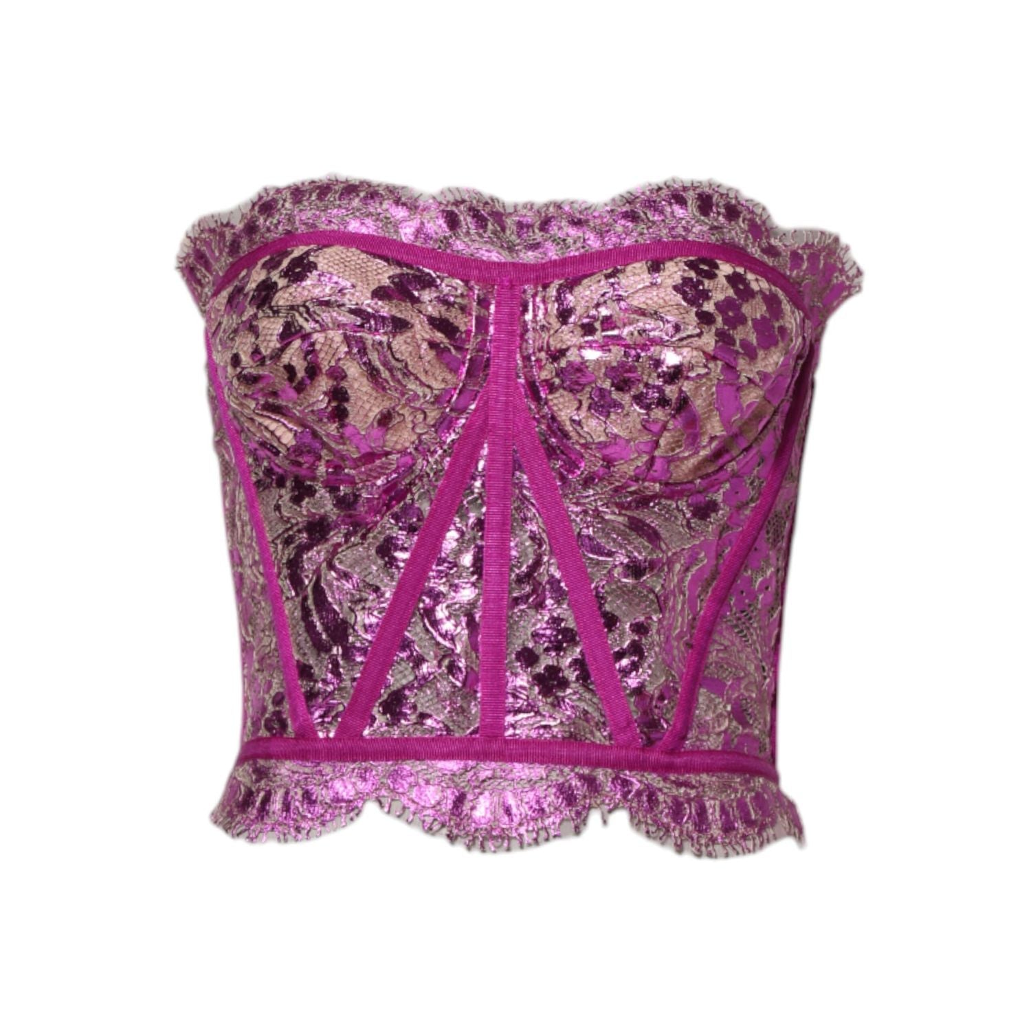 Dolce & Gabbana Pink Bustier Sleeveless Corset Blouse Top