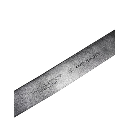 Dolce & Gabbana Black Studded Leather Metal Logo Buckle Belt