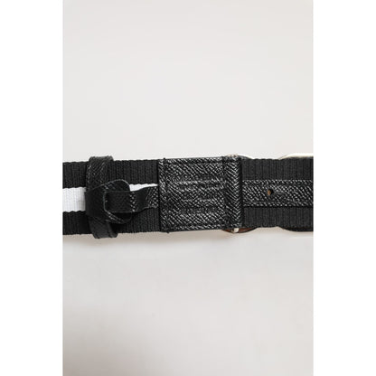 Dolce & Gabbana Black Cotton Gold Tone Metal DG Buckle Belt
