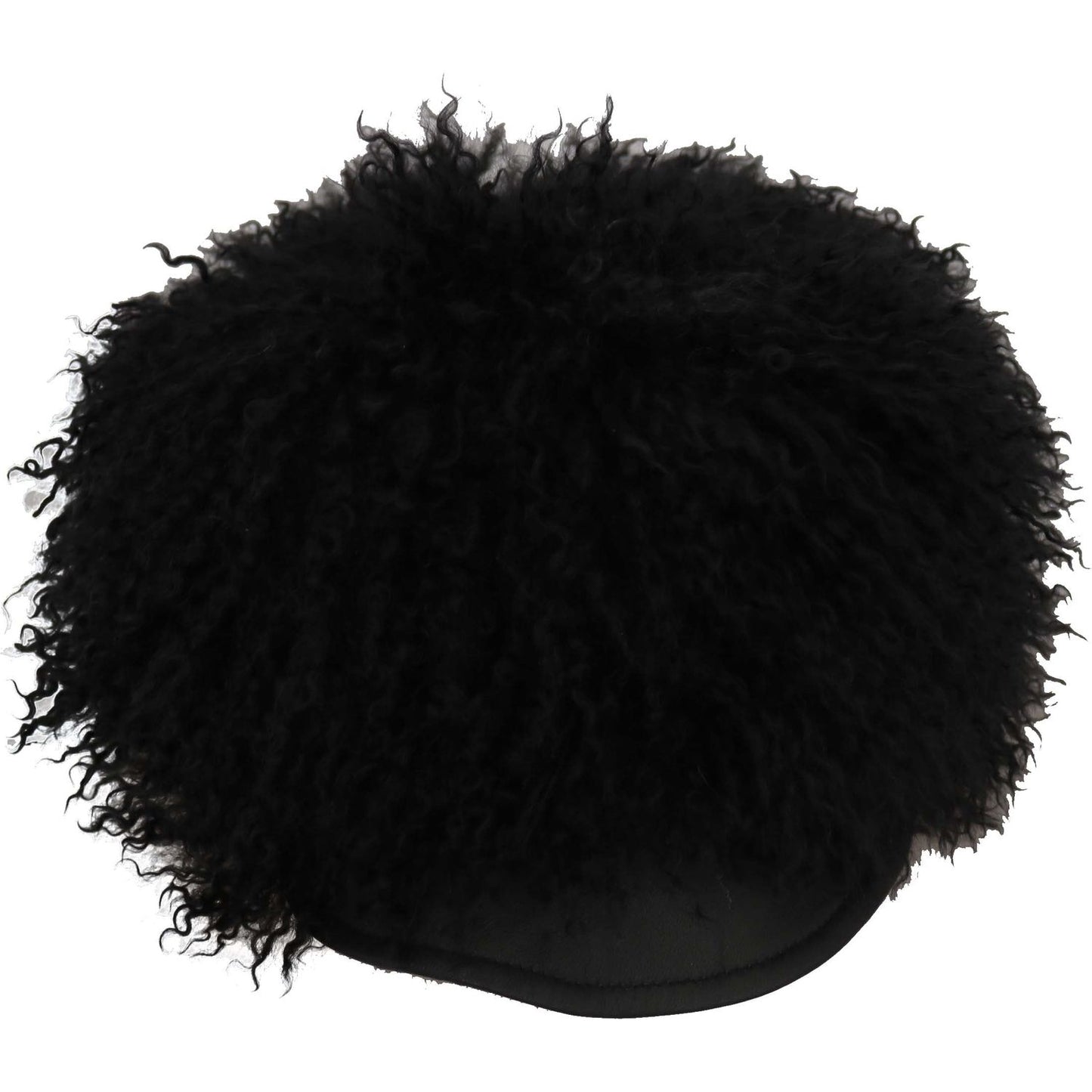 Dolce & Gabbana Black Tibet Lamb Fur Leather Gatsby Hat Hat