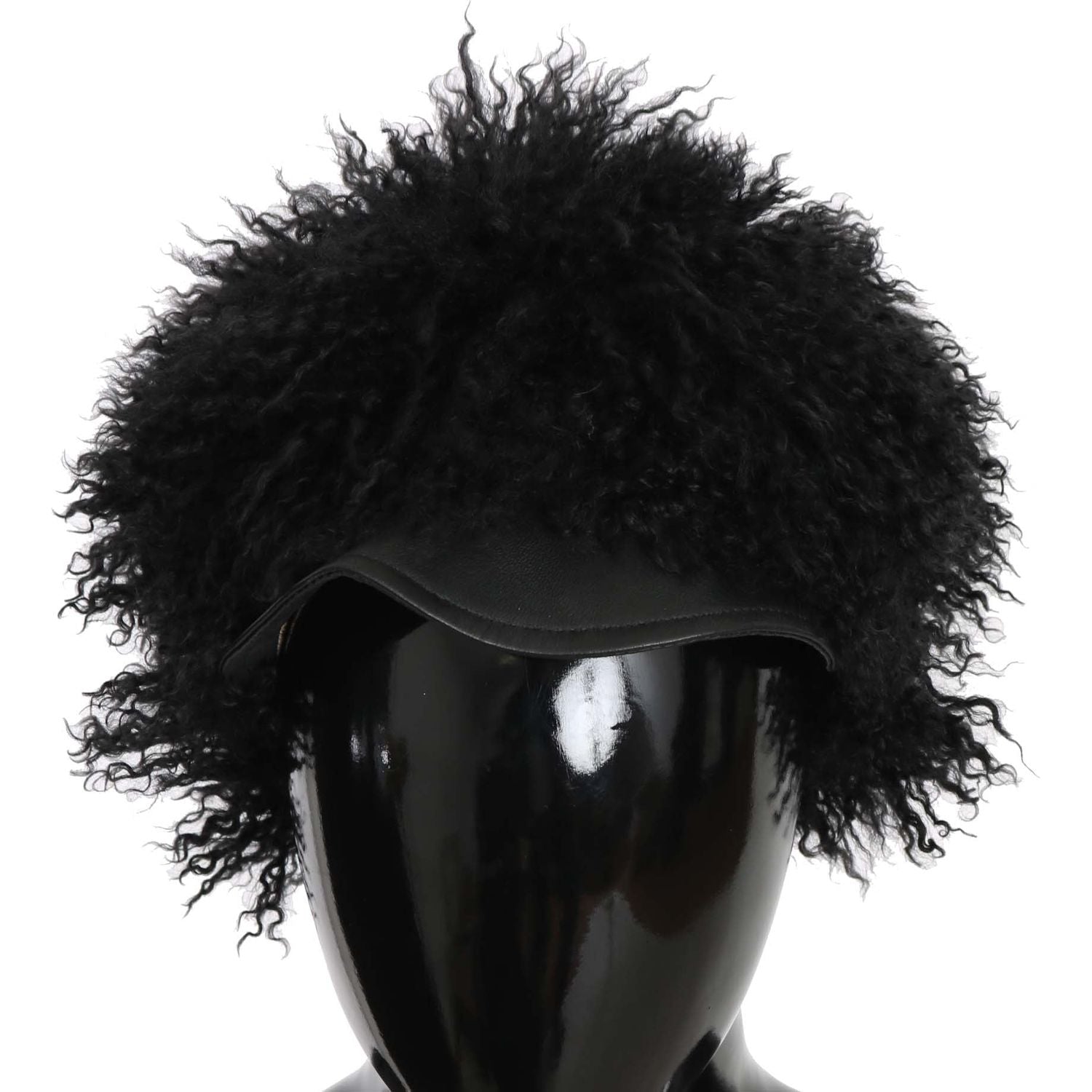 Dolce & Gabbana Black Tibet Lamb Fur Leather Gatsby Hat