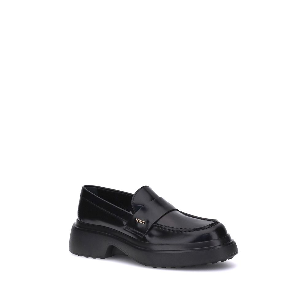 Tod's Black Rubber Platform Loafers