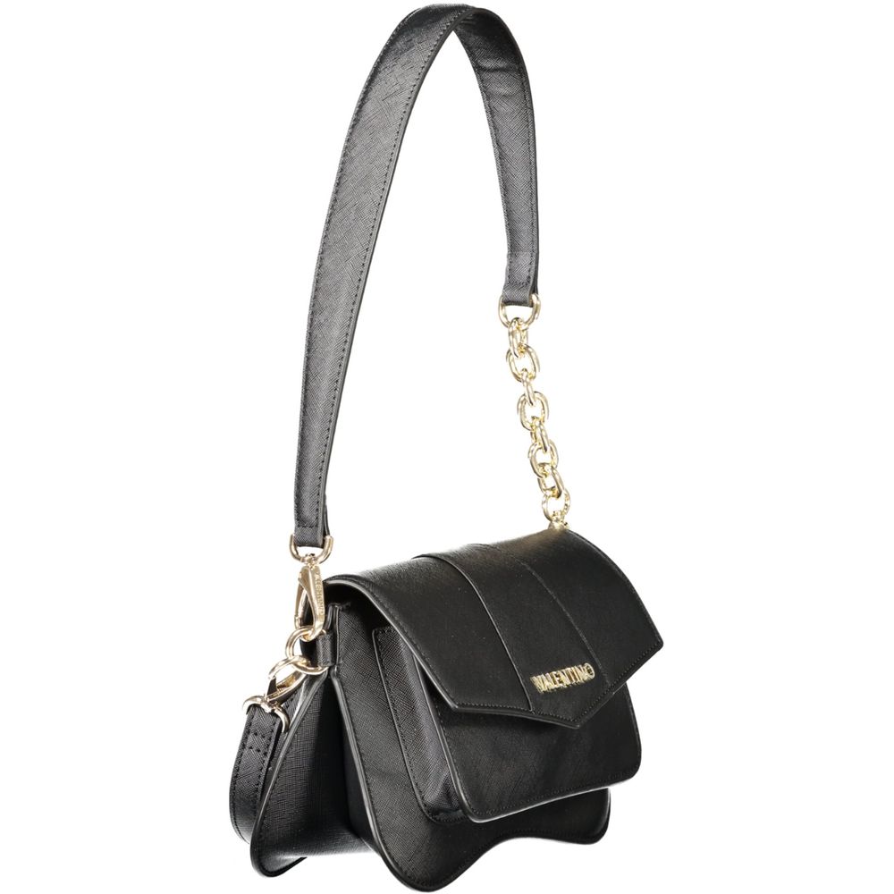 Mario Valentino Black Polyethylene Women Handbag with adjustable strap and snap closure
