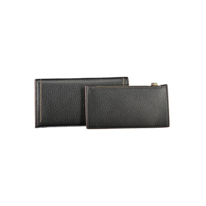Mario Valentino Black Polyethylene Women Wallet with removable coin pouch and elegant design.