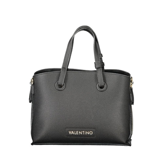 Mario Valentino Black Polyethylene Women Handbag with dual handles and adjustable strap, ideal for chic everyday or evening wear.