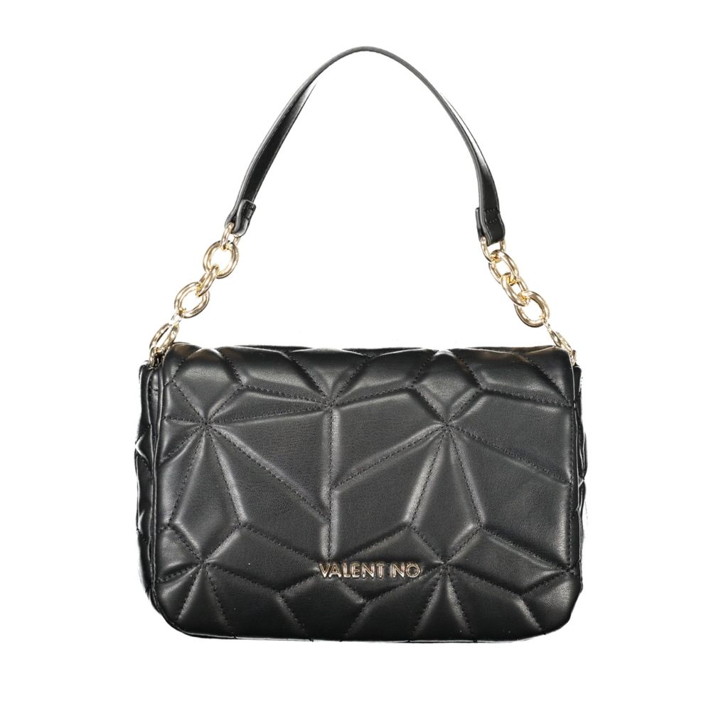Mario Valentino Black Polyethylene Women Handbag with chain handle and quilted design