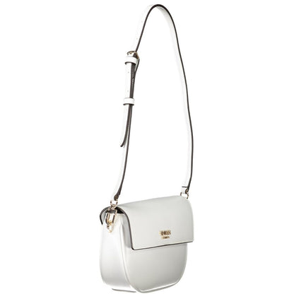 Guess Jeans White Polyethylene Women Handbag with adjustable strap and structured design.