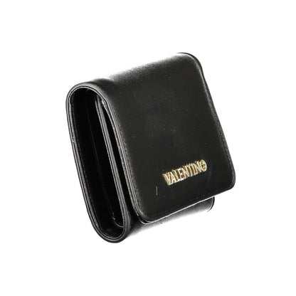 Mario Valentino Black Polyethylene Women Wallet with logo, showcasing luxury design and functionality.