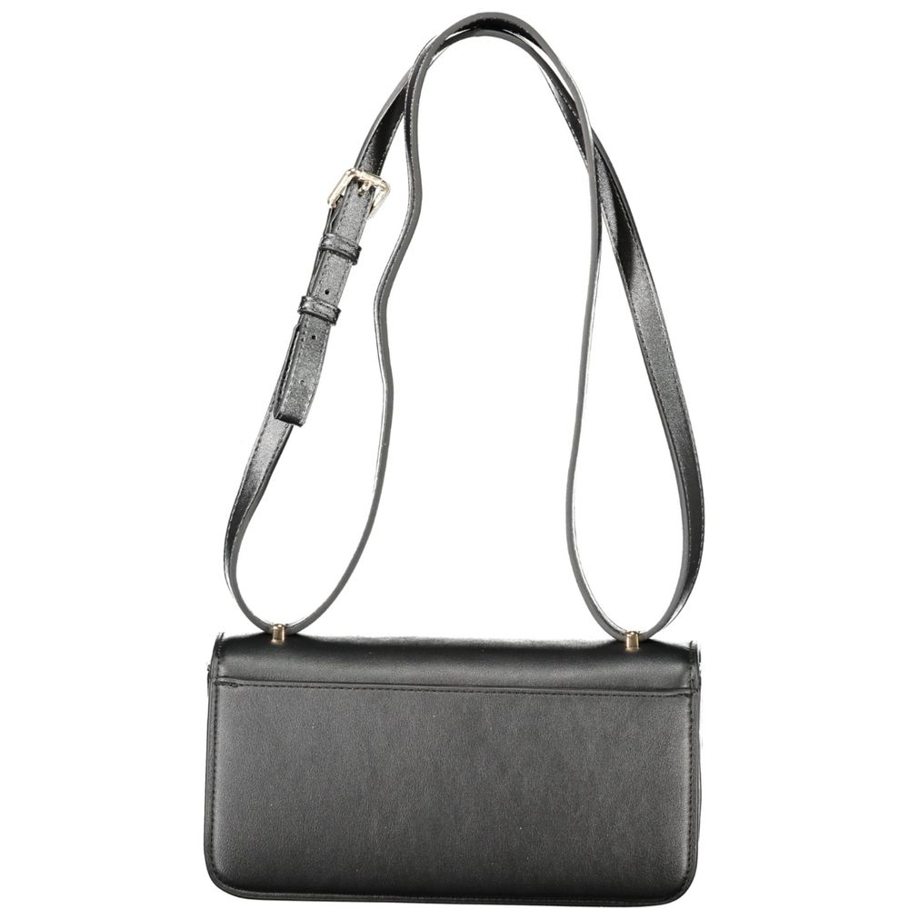 Mario Valentino Black Polyethylene Women Handbag with shoulder strap and automatic closure for stylish organization.