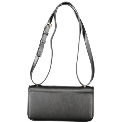 Mario Valentino Black Polyethylene Women Handbag with shoulder strap and automatic closure for stylish organization.