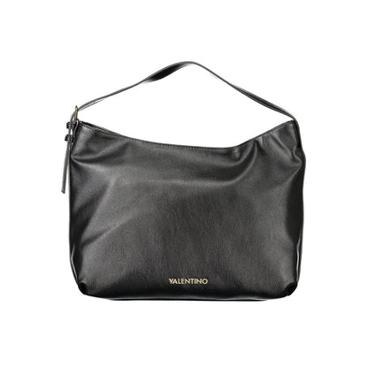 Mario Valentino Black Polyethylene Women Handbag with adjustable strap and zip closure, featuring iconic Valentino logo.