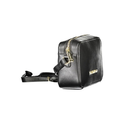 Mario Valentino Black Polyethylene Women Handbag featuring adjustable shoulder strap and gold logo on side