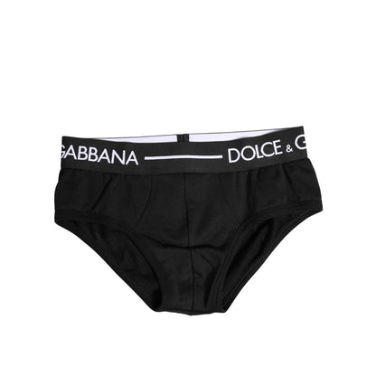 Dolce & Gabbana Black Cotton Stretch Regular Brief Underwear