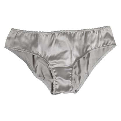 Dolce & Gabbana Gray Silk Stretch Bottom Low Waist Panty Underwear