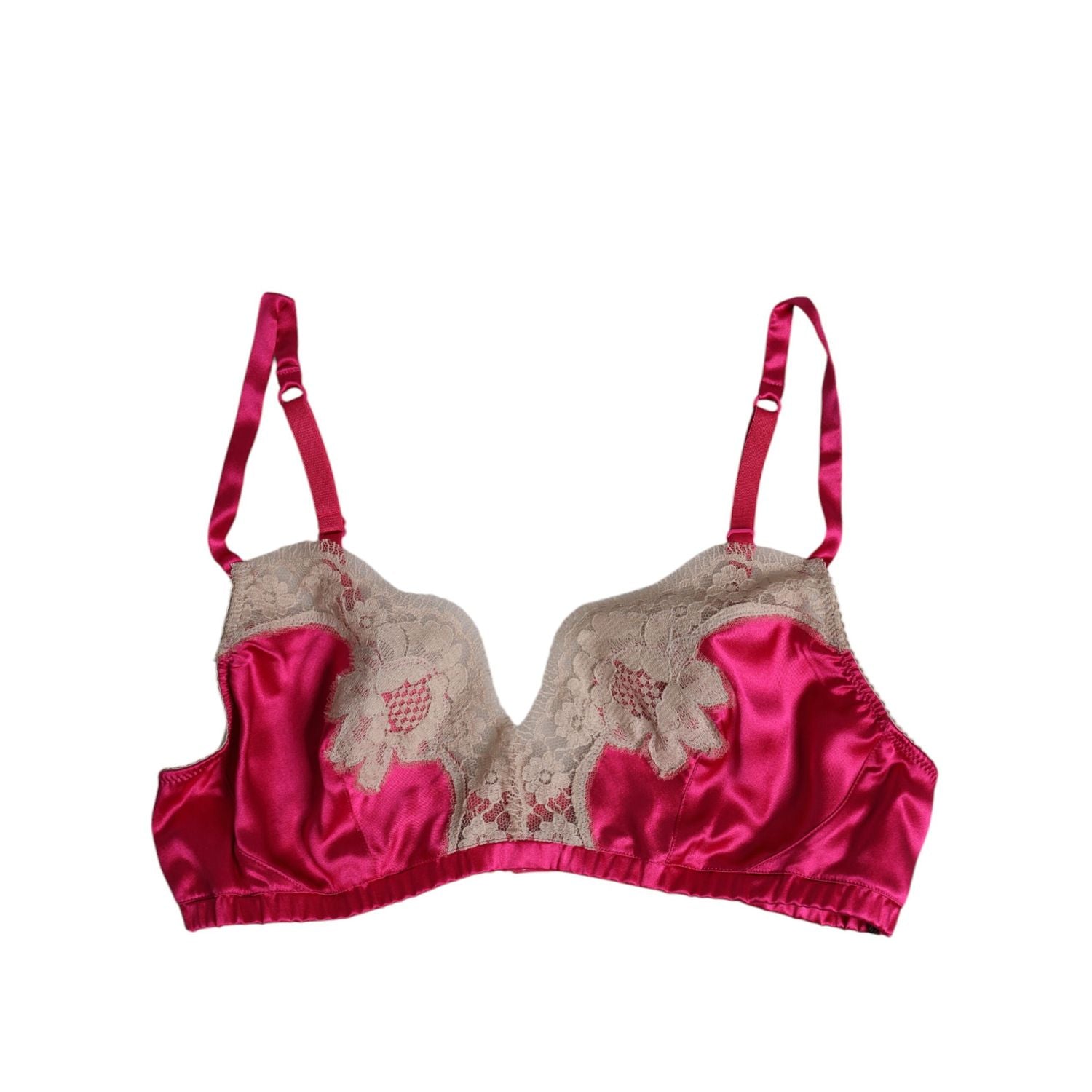 Dolce & Gabbana Magenta Floral Lace Silk Non Wire Bra Underwear