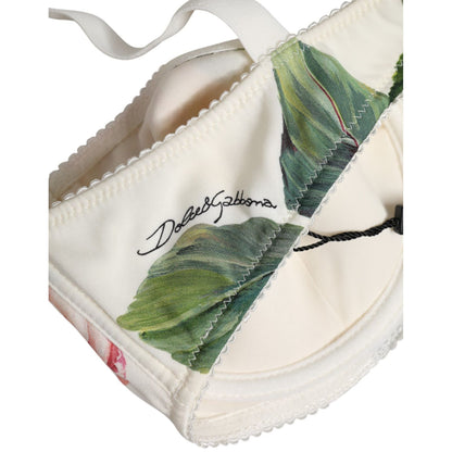 Dolce & Gabbana White Floral Balconette Underwired Bra Underwear