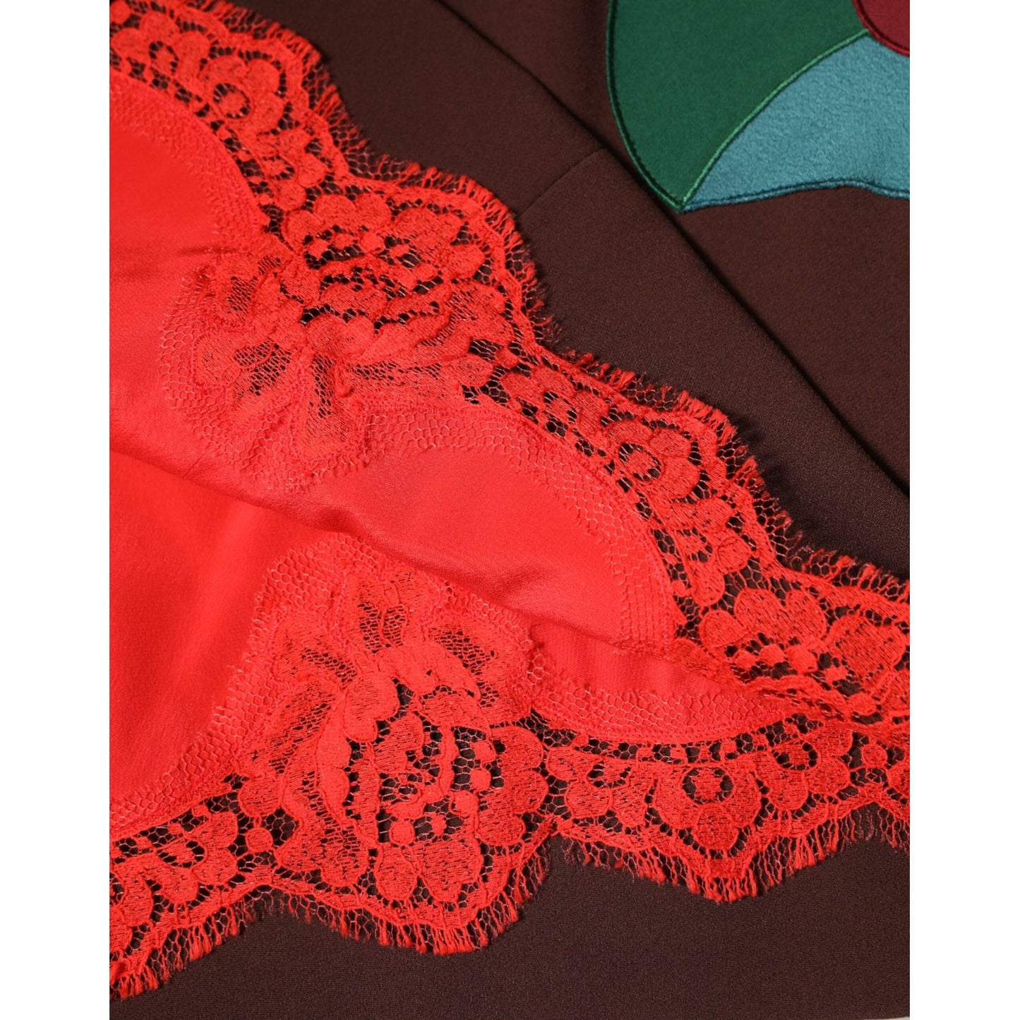 Dolce & Gabbana Brown Floral High Waist Side Slit Skirt