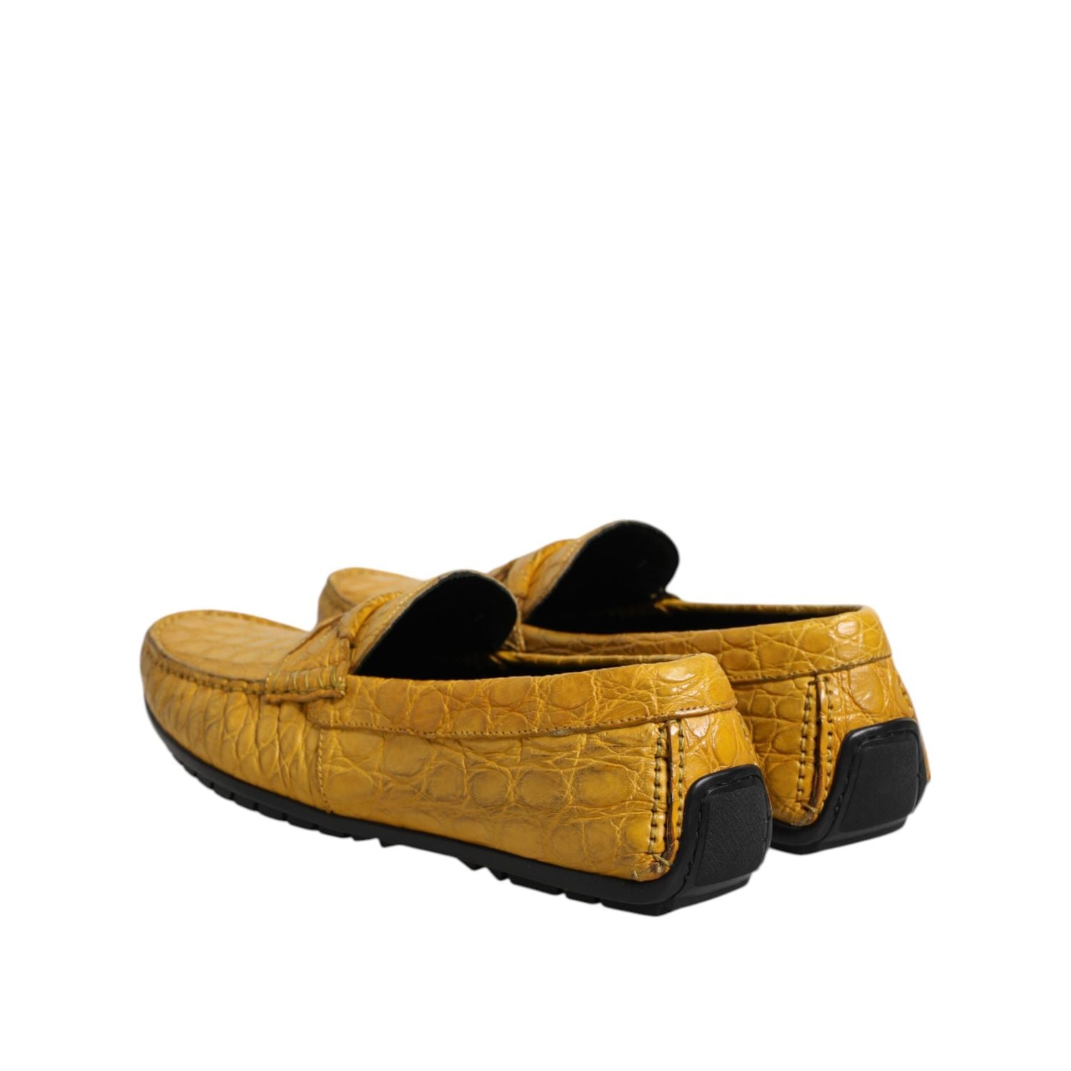 Dolce & Gabbana Yellow Exotic Leather Loafers Slip On Shoes