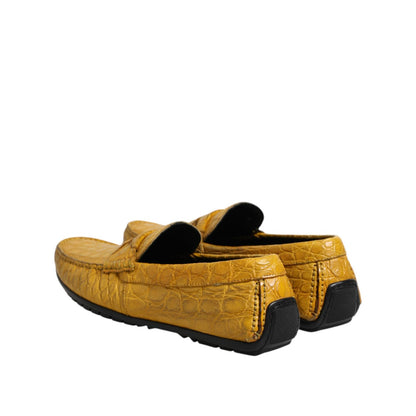 Dolce & Gabbana Yellow Exotic Leather Loafers Slip On Shoes