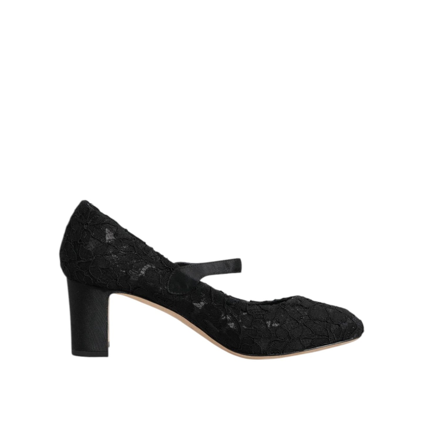 Dolce & Gabbana Black Mary Jane Taormina Lace Pumps Shoes