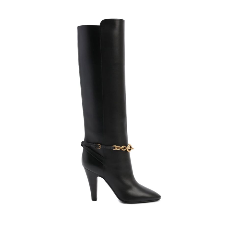 Saint Laurent Black Calfskin High Heel Boots