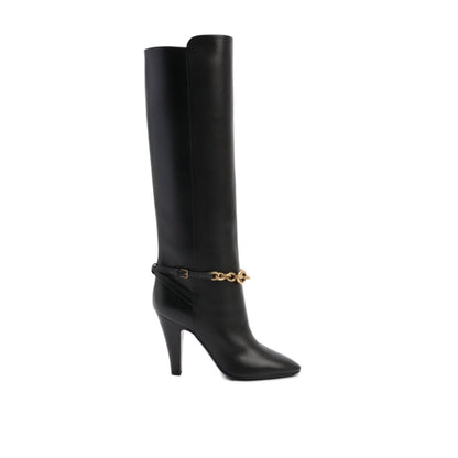 Saint Laurent Black Calfskin High Heel Boots