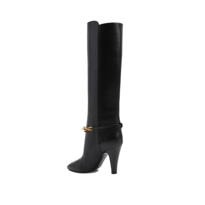 Saint Laurent Black Calfskin High Heel Boots