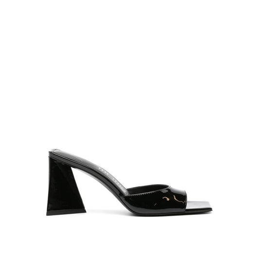 The Attico Black Calfskin Stiletto Heel Sandals