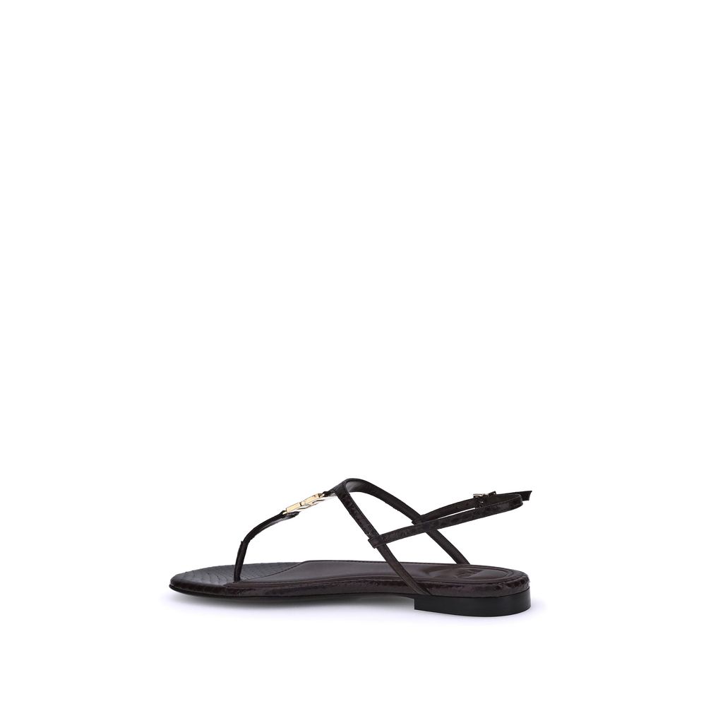 Fendi Purple Calf Leather Bos Taurus Flat Sandals