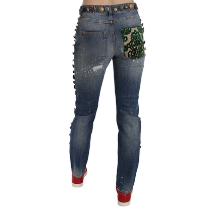 Dolce & Gabbana Distressed Embellished Buttons Denim Pants Jeans