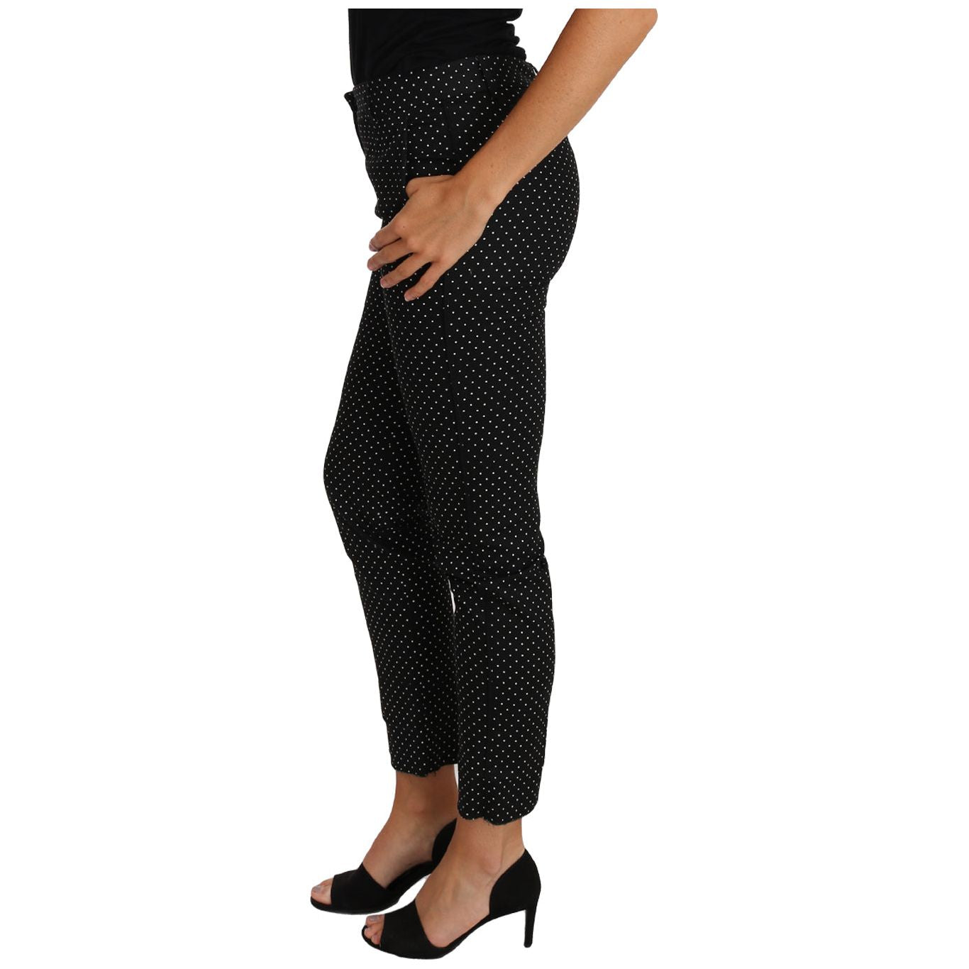 Dolce & Gabbana Black Dress Polka Dot Cropped Straight Pants