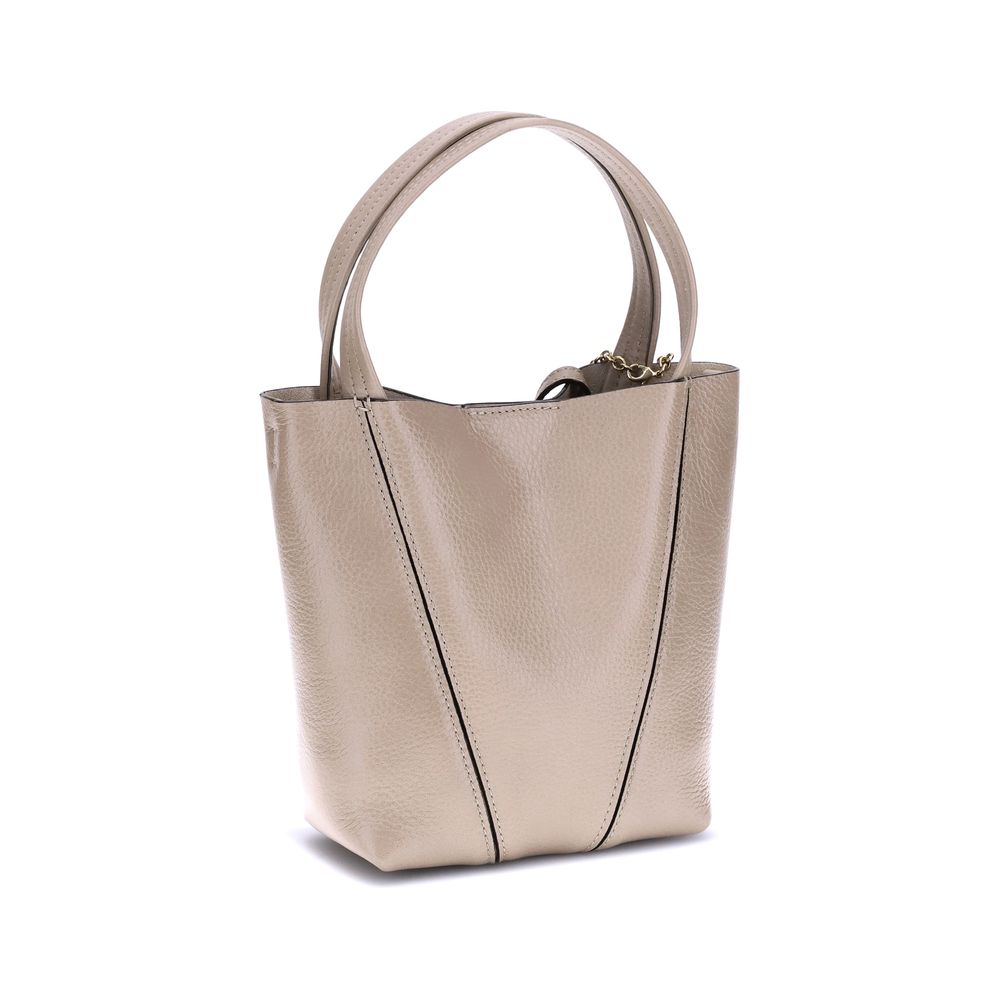 Chloé Beige Calf Leather Bos Taurus Shoulder Bag with handles and chain detail.