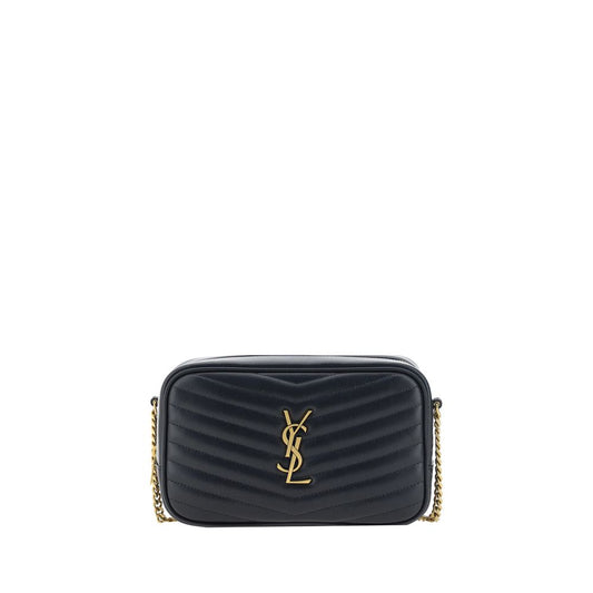 Saint Laurent Black Calf Leather Bos Taurus Shoulder Bag with quilted design and YSL plaque