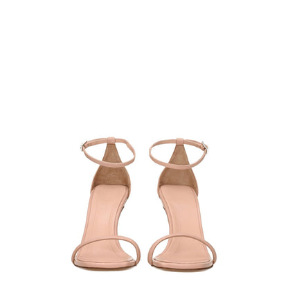 Lanvin Pink Leather Stiletto Heel Sandals with buckle closure, open toe design, and high heel, MPN FWSASS04NAPA962, front view.