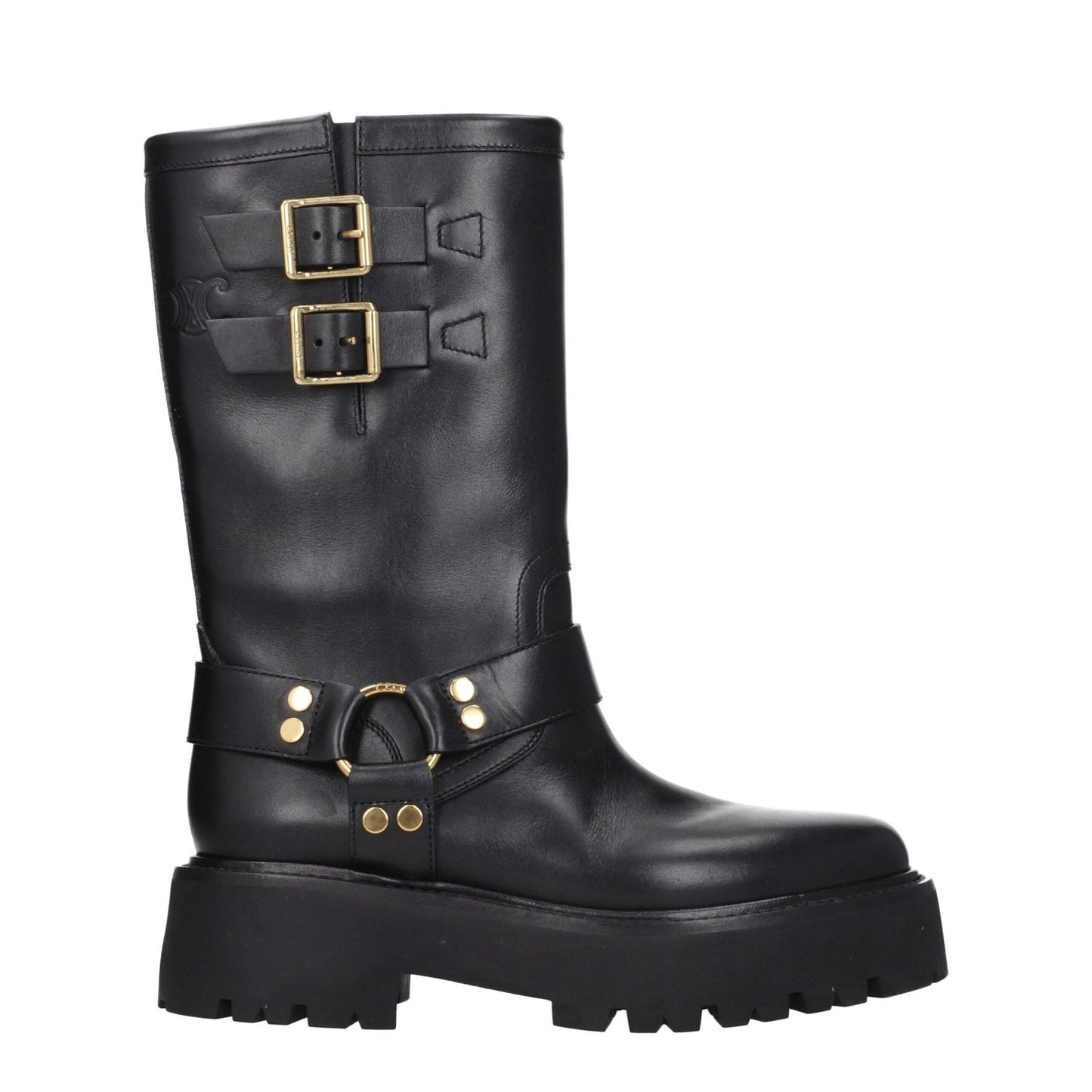 Celine Gold Leather Ankle Boots
