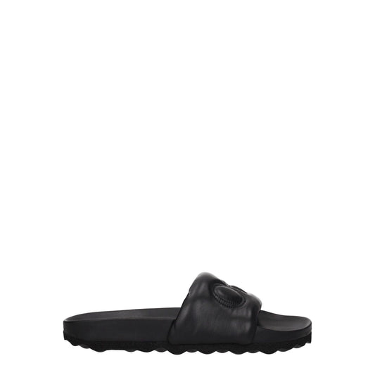 Off-White Black Leather Slippers with logo, low flat heel, round toe, rubber sole. Casual design from Off-White, style MPN OMIT001LEA0011010.