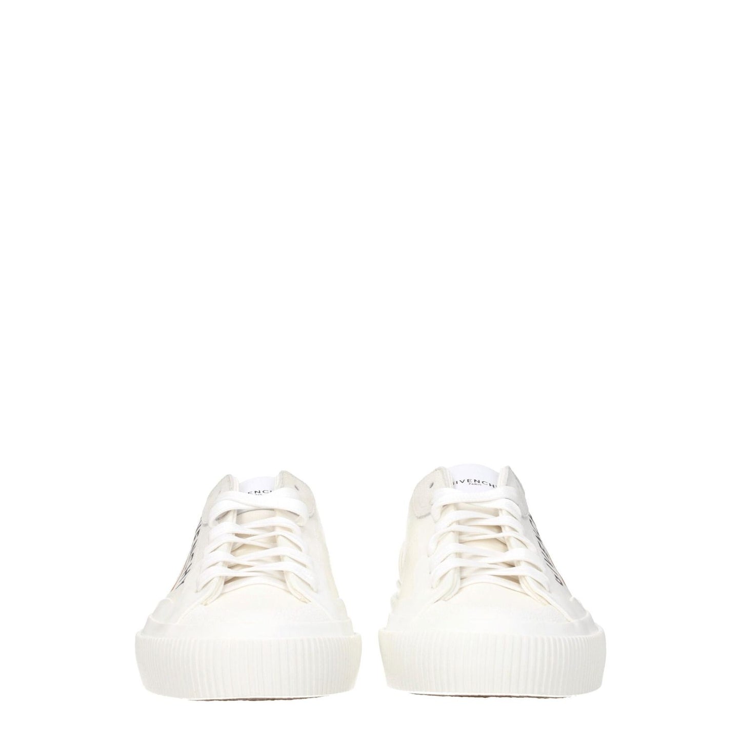 Front view of Givenchy Beige Fabric Low Top Sneakers with lace-up closure and rubber sole.